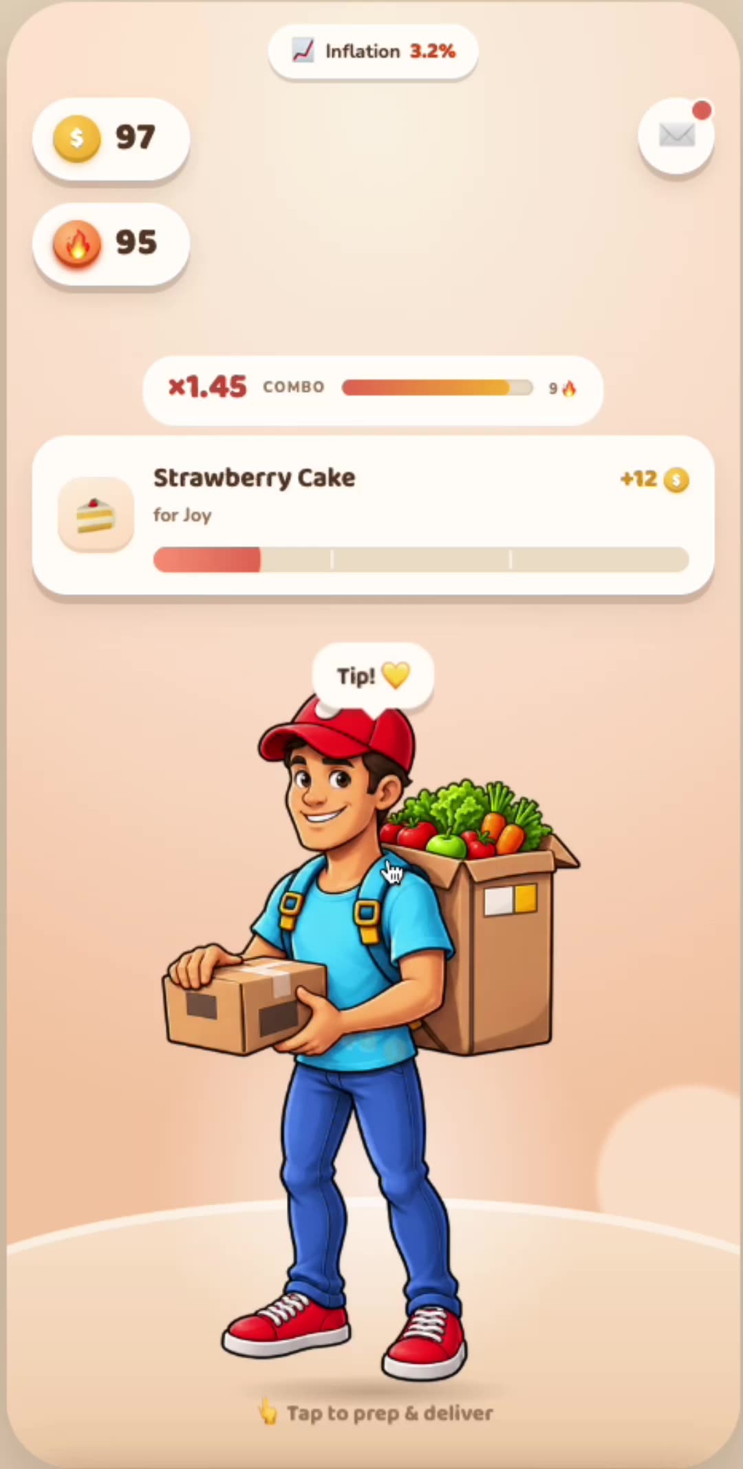 EarnFIRE game screen: earning income and covering daily expenses
